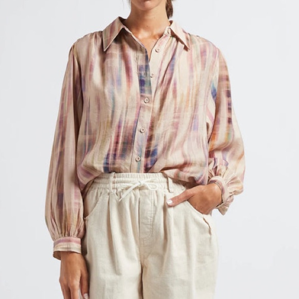 The Korner Watercolor Collared Button Down Top